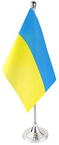 GentleGirl. USA Ukraine Tischflagge, Stick Kleine Mini Ukrainische Flagge Büro Tischflagge auf Ständer mit Ständer Basis, Internationale Festival Dekoration, Ukrainen Thema Party Dekoration, Home Desk