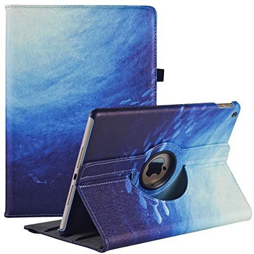 Custodia per iPad 9a / 8a / 7a Generazione (2021 2020 2019) 10.2 Pollici - 360 Gradi di Rotante Cover Protettiva Case con Auto Sonno/Sveglia (Blue Ocean)