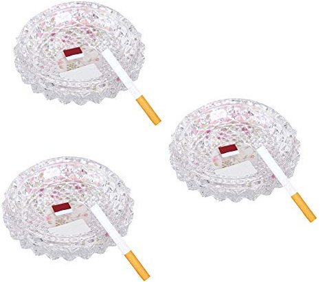 Lot de 3 cendriers ronds en verre de cristal pour décoration intérieure et extérieure Diamètre 13 cm
