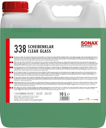 SONAX ScheibenKlar (10 Liter) zum Entfernen von Silikon-, Öl- und Insektenverschmutzungen von Fahrzeugscheiben und Scheinwerfern | Art-Nr. 03386000
