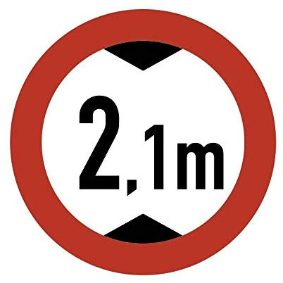 Aufkleber Verkehrszeichen Durchfahrtshöhe 2,1m Fahrzeuge StVO Schild Folie Ø5-30cm Made in Germany, Größe: Ø5 cm