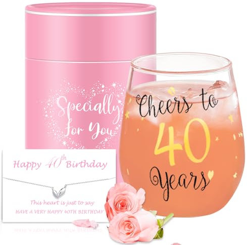 Verre a Vin sans Pied 40e Anniversaire Drôle Cadeau 40 ans Femmes Hommes Personnalisé Verres à Vn pour le Meilleur Ami Fête Mariage Anniversaire Décorations de Fête