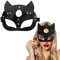 Aurasky Catwoman Maske, Halloween Maske Damen, Catwoman Kostüm Damen, Schwarze PU Leder Katzenmaske für Halloween Karneval Maskerade Fasching Party Nachtclub