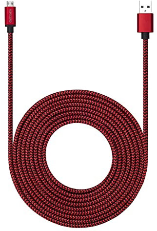 ROFICORD Câble micro USB de 4,6 m avec charge rapide 3 A, extra long et extrêmement durable en nylon tressé pour Galaxy S7/S6/J8/J7 Note 5, Kindle, LG, PS4, appareil photo, Xbox One et plus (rouge)