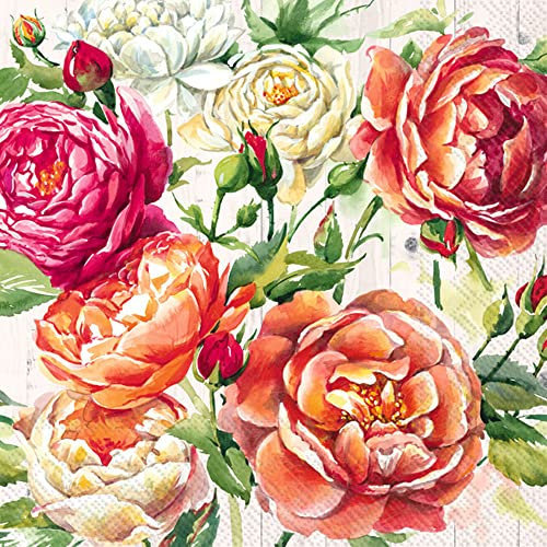 Boston International IHR Papierservietten, 3-lagig, 20 Stück, Apricot Rose Cream