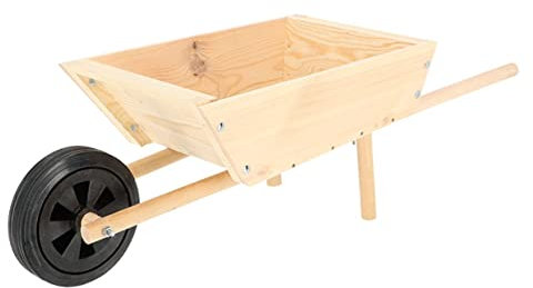 Rivanto® Kinder Schubkarre aus Holz, L95,5 x B32,5 x H28 cm, mit Standfüßen und Gummirand