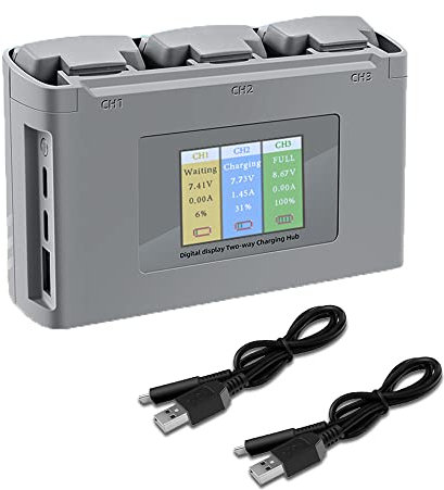 AIROKA Mavic Mini 2/SE Zwei-Wege-Akku-Lade-Hub, Drohnen-Batterieladegerät, lädt drei Batterien in Folge, kompatibel mit DJI Mini SE/Mini 2 Drohnenzubehör