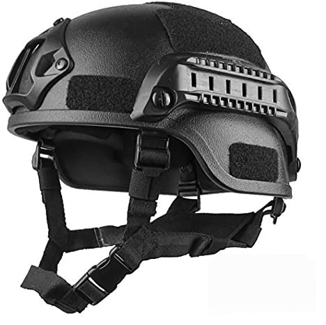 sevennine Casque Airsoft, compétence rembourrée réglable en plein air Casque complet avec support NVG et rail latéral pour Airsoft Paintball Hunting Shooting (Noir) standard