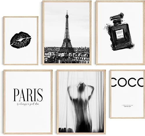 Hambient Poster Set, Wohnzimmer Deko Schlafzimmer, Zimmer - Wanddeko, Wandbilder - Bilder OHNE Bilderrahmen (Fashion Paris Coco, 4 x 30x40 cm, 2 x 21x30 cm)