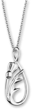 ORTAK 925 Sterling Silver Scottish Thistle Handmade Necklace Pendant Oval, Infinity and Teardrop Style in Floral, Victorian and Flower Fine Jewellery of Scotland