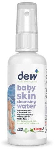 Dew Baby Cleansing Water:100% Natural Baby Skin Cleansing Spray|Hypoallergenic. Great for Hands, Bum and Face. Safe if Accidentally Ingested. Hygienically Cleans Skin Before Applying Nappy Rash Cream