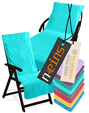 npluseins Funda protectora para tumbona de jardín o silla de jardín, rizo 1593.2317, silla 60 x 130 cm, color turquesa