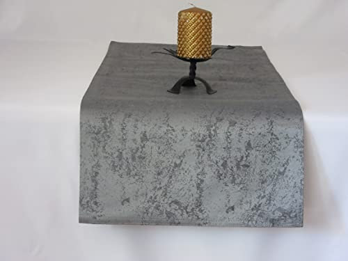 Tischläufer | Grau/Anthrazit - Eckig - 40x100 cm | Tischband | Mitteldecke | mit Marmor-Muster, meliert | doppelt genäht | wasserabweisend | mit Fleckenschutz
