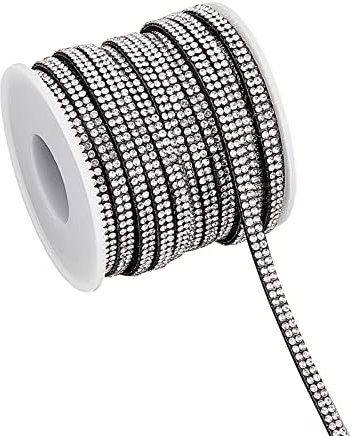 AHANDMAKER 10m Faux Suede Cord with Rhinestone, 5mm Black Flat Faux Suede Leather Cords Strip Cord Lace Velvet Beading Thread Braiding String for Bracelet Necklace Jewelry Making