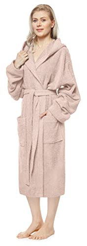 Arus Peignoir de bain, longueur mollet, taille femme: XXL, taille unisexe: XL-XXL, Vieux rose