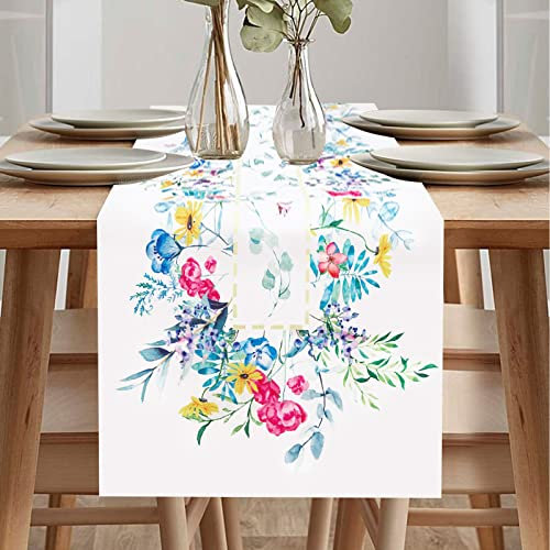 Tischläufer Frühling, Tischläufer Herbst, Tischläufer Winterlich, Tischläufer Weihnachten Modern, Tischläufer Sommer, Tischläufer Dekor, Tischläufer Blumen, Tischläufer (Multiflora, 40 x 140 cm)