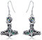 Thor Hammer Earrings Sterling Silver Mjolnir Tree of Life Dangling Earrings Viking Jewellery for Women