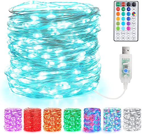 PhilzOps Weihnachten Lichterkette Innen, 10M 100 LED USB Kupferdraht Lichterketten Bunt Farbwechsel 18 Farben 24 Modi RGB Lichter Wasserdicht Deko für Halloween Party Außen Garten Geburtstag Hochzeit