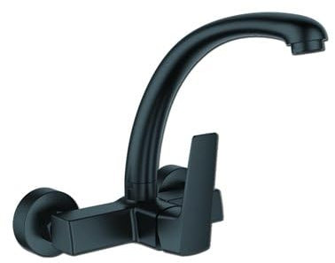 Ibergrif M16307B Griferia de Cocina de Pared, Grifo para Fregadero Monomando, Negro