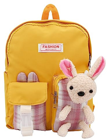 Hileyu Kawaii Rucksack mit Kawaii Pin und Zubehör Japanische Kawaii Rucksäcke Niedlich Ästhetischer Rucksack Große Segeltuch Schulranzen Kawaii Schulrucksack für Mädchen Schüler-Büchertasche (Gelb)
