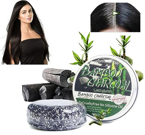 Pure Gray Hair Reverse Bar, Natural Organic Bamboo Charcoal Hair Darkening Shampoo Bar, Bamboo Charcoal Shampoo Soap, Hair Darkening, Darker Hair Growth for All Hair Types (2pcs)