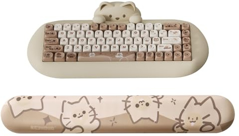 YUNZII Keyboard Wrist Rest, Ergonomic Keyboard Mouse Wrist Support for Typing Pain Relief, Wrist Rest for Computer Keyboard with Slip Resistant PU Base, Cute Wrist Rest for Office Gaming Computer(Cat)