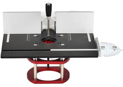 POTRUWE Router Lift with Top Plate, 9.4 X 7.9in Aluminum Router Lift System with Miter Gauge, Trim Router Table with Insert Plate Kit for Woodworking Slotting Chamfering