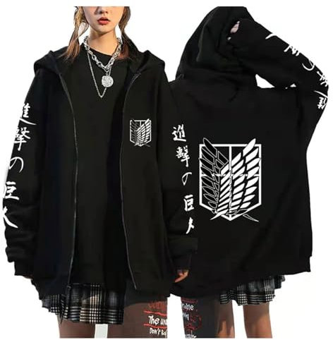 zhedu Zip Up Hoodie AOT Zipper Langarm Hoodie Damen Herren AOT Grafik Übergroß Casual Y2K Streetwear (Color 06,M)