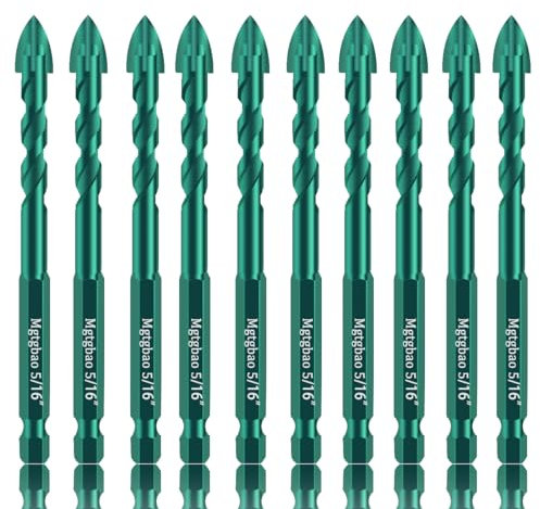 Mgtgbao Keramik-Fliesenbohrer, 8 mm, Betonbohrer-Set für Fliesen, Ziegel, Kunststoff und Holz, Wolframkarbid-Spitze, ideal für Wandspiegel, 10 Stück