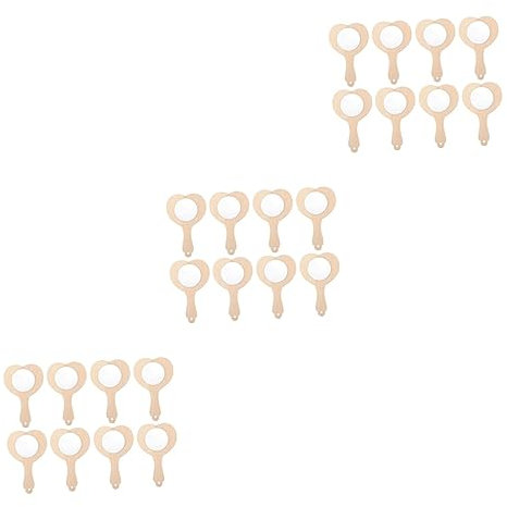 Vaguelly 24 Stk Kleiner Holzspiegel Handgefertigter Kinderspiegel Babyspielzeug Aus Holz Spiegel Aus Holz Selber Basteln Spielzeug in Großen Mengen Diy Glas Schminkspiegel Tragbar Reisen