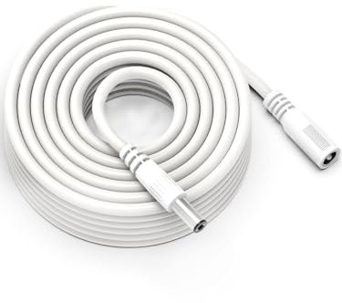 MJXYXCDH 12V DC 5m Verlängerungskabel 5.5mm * 2.1mm DC Stecker Buchse DC Männlich Weiblich Verlängerung adapter kabel Netzkabel Verbinder für CCTV Kamera LED Strip LED Streifen usw (Weiß 1pc)