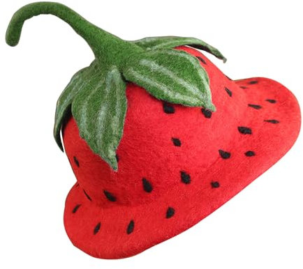 HUIFACAI Hübscher Hut in Obstform, Erdbeere, Sonne, Fischerhut, InsStyle, Straßenhut, Schnapphut für Mädchen, Frauen, Festivalhut, Foto-Kopfschmuck, wie abgebildet, Wie abgebildet, Head circumference