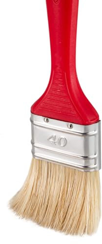 Flachpinsel | Malerpinsel | mit rot Kunststoff-Griff | Breiten: 20 30 40 50 60 70 80 100 mm (25 Stück, 40 mm)