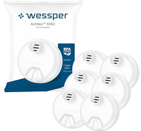 Wessper Wasserfilter für trinkflasche – 6 Stück | Wasserfilter aktivkohle kompatibel mit Wessper Activemax Triline 0,5 Liter und ION8 0,7 Liter, 1 Liter, 1,2 Liter Flasche