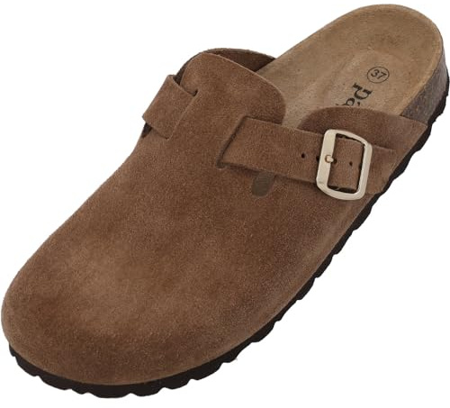 Palado Clogs Damen Kiel Premium Leather - bequeme Pantoletten Made in Spain - elegante Hausschuhe mit Kork-Fußbett - modische Sommerschuhe