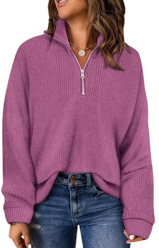 RITERA Damen-Pullover in Übergröße, 1/4-Reißverschluss, langärmelig, Pullover, Tops, Polo, V-Ausschnitt, elegant, lässig, Sweatshirts, Herbst, Winter, Größe XL - 5XL