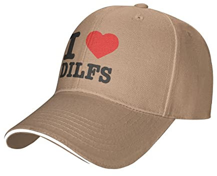 FJQWKLF Hut I Love DILFS Lustige Liebesherz-Baseballmütze Herren Damen Cowboyhut Trucker-Mütze Golf Dad Cap Fischerhut Schwarz
