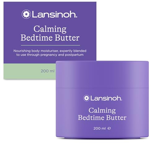Lansinoh Calming Bedtime Magnesium Butter for Pregnancy & Postpartum - Cocoa & Shea Butter infused with Lavender & Chamomile scents - Hydrating & Absorbs quickly - Restless leg syndrome relief
