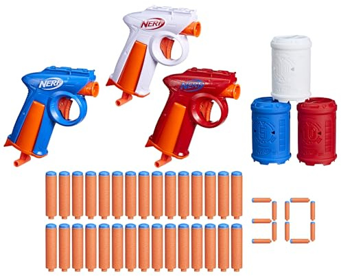 Nerf N Series Backyard Triple Pack, 3 Blaster mit 30 Nerf N1 Darts und 3 Zielen für Abenteuer und Spaß mit Freunden ab 8 Jahren, Outdoor-Spielzeug mit großer Reichweite, Geschenk für Jungen