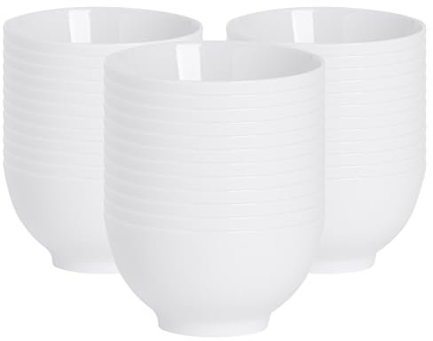 Argon Tableware 36x White Porcelain 12.8cm Rice Dessert Snack Bowls - Small Serving Ice Cream Fruit Soup Cereal Set - Dishwasher and Microwave Safe
