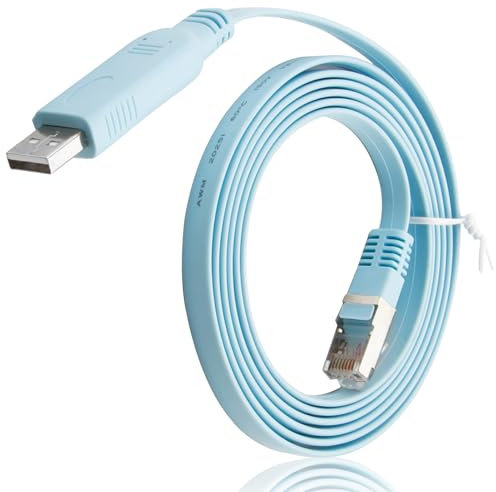 1.8m Cavo Console USB a RJ45 per Cisco, Compatibile con Windows, MAC OS, Linux, Cavo Professionale 8P8C RJ45 RS232 per Collegamenti Rapidità e Affidabilità con Terminali, Switches, Router