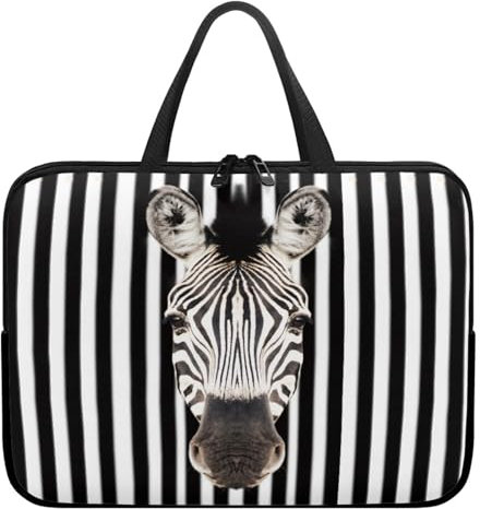 ENEN Tiere Druck Laptoptasche Wasserdicht Laptop Taschen, Laptop Tasche Business Büro Arbeit Computertasche, Schlanke Notebook Tasche für Herren Frauen (10’’,Zebra)