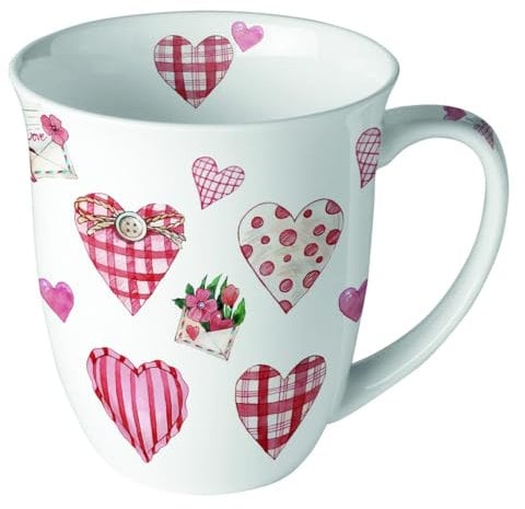 Ambiente Tasse Porzellan 400 ml Jumbotasse Kaffee/Teetasse Herzen serie lovely hearts