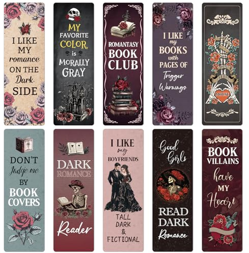 Wxiben Dark Romance Lesezeichen Geschenke – 20 Stück Gothic Lesezeichen Skelett Blume Lesezeichen doppelseitig Romantasie Lesezeichen Geschenk für Frauen Mädchen dunkle Romantik Leser Buchliebhaber