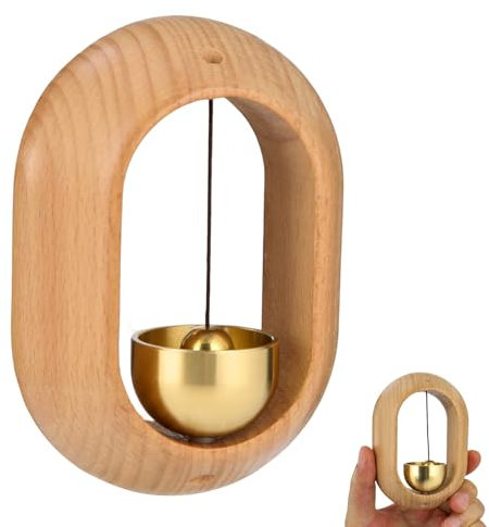 Wooden Doorbell Retro Brass Magnetic Ring Doorbell Handmade Shopkeeper Bell Door Chime When Door Opens Door Ornaments Hangings Decoration for Business When Entering