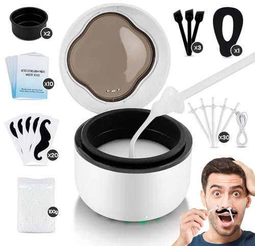 foreverlily Nasenwachs-Set für Männer und Frauen, 40 g Fassungsvermögen, Nasenhaarentfernung mit Anti-Verlust-Deckel, wiederverwendbare Silikonwerkzeuge und konstante Temperatur (schwarz)