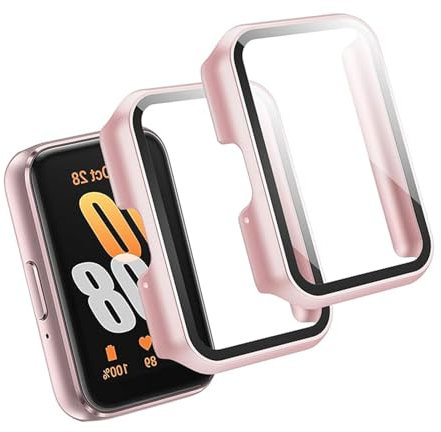 Vroxdrez 2 Custodie Compatibili con Samsung Galaxy Fit 3 con Pellicola Protettiva, Cover 360° in Policarbonato Rigido Ultra Sottile, Antigraffio – Rosa + Rosa