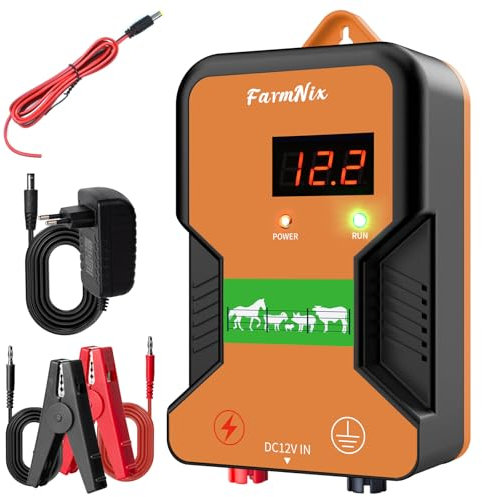 12V Weidezaungerät, 15km Reichweite mit LED Anzeige, 2 Joule 12kV Elektronisches Elektrischer Weidezaun 230V für Rinder, Schafe, Geflügel, Vieh, Steuergerät zum Schutz von Gärten