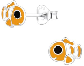 Monkimau Mädchen Ohrringe Clown Fish | Ohrstecker aus 925 Sterling Silber | Kinderohrringe hypoallergen