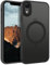DOMAVER for iPhone XR Case, [Compatible with mag-safe] Charging Anti-Yellowing Cover Hard Slim Frosted Matte Phone Cases for iPhone XR 6.1, Black